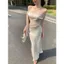 Milyfashion Thể Hiện Cơ Thể Pure Desire Nút Bướm Slanted Vai Streamer Áo Thun Mùa Hè Slim-fit Slimmer Nhìn Không Tay Top Phong Cách Mới XLQ2
