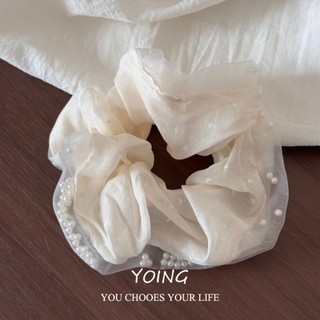 Yoing / Phiên Bản Hàn Quốc Morandi Màu Tình Yêu Chấm Bi Vải Ngọc Trai Tóc Dây Đeo Đầu Cao Su Cảm Giác Cao Cấp Đầu Sang Trọng Hoa Scrunchy Nhẫn