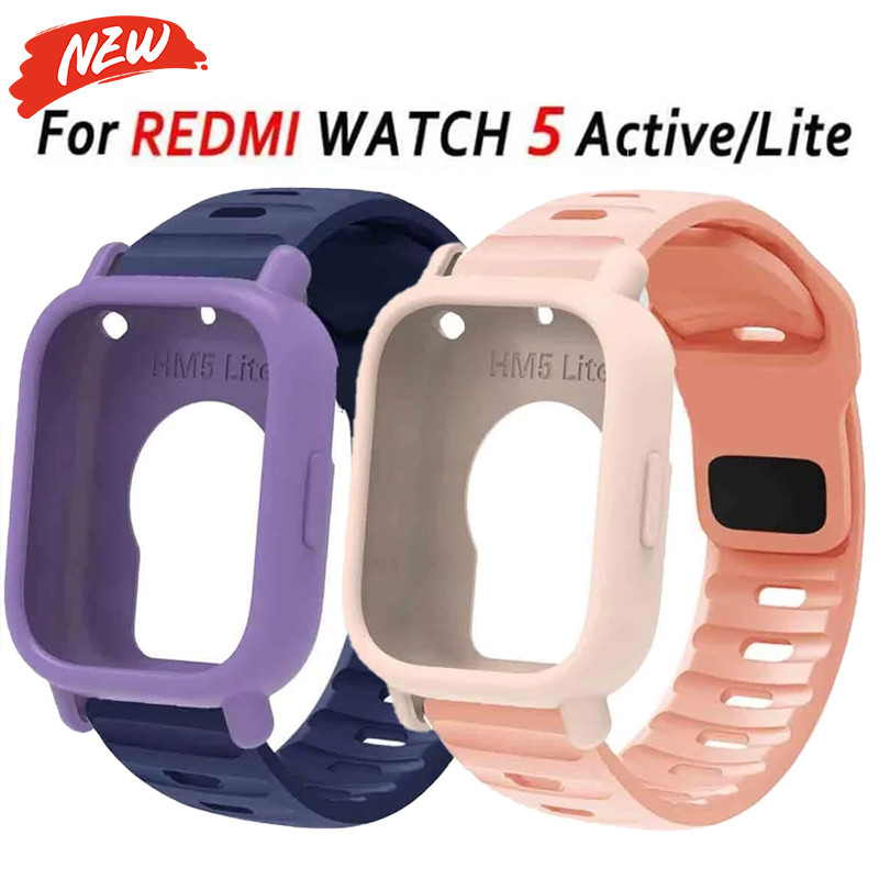 Dây đeo silicon + vỏ cho Redmi Watch 5 Active / Lite thể thao thay thế vỏ cản bảo vệ mềm