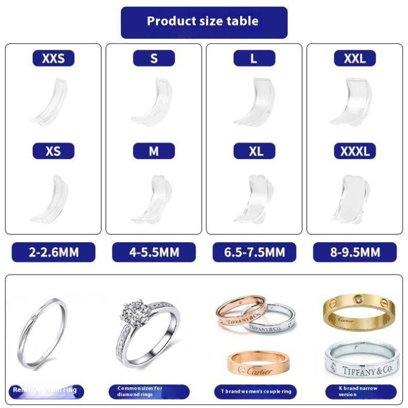 PNPIA- 8 Kích Cỡ Vòng Silicon Bộ Điều Chỉnh Kích Thước Resizer Chống Mất Chống Vô Hình Giá Đỡ Nhẫn Giữ Thu Nhỏ Cho Nhẫn Dụng Cụ Trang Sức