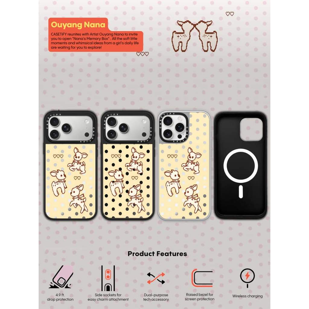 CASECASE X Ouyang Nana Nuggle Bất cứ lúc nào-Giáng điện thoại IPhone hút từ tính cho iPhone 17 Air 16 15 14 13 12 Pro Max Plus Ốp lưng cứng có hộp khắc Logo