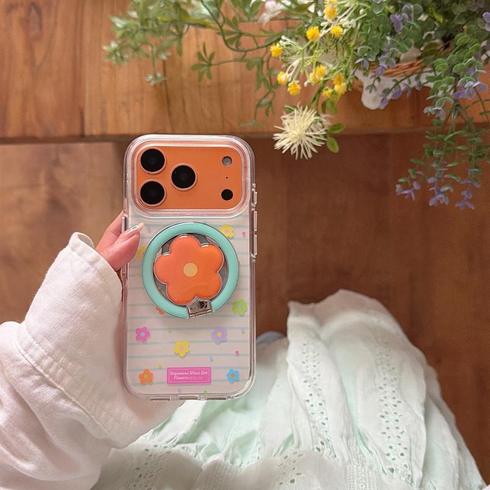 Ốp Lưng Cứng Tương Thích Với iPhone 13 14 14Pro 14ProMax 15 15Pro 15ProMax 16 16Pro 16ProMax 17 17Pro 17ProMax Vỏ Nam Châm Họa Tiết Hoa Sọc Màu