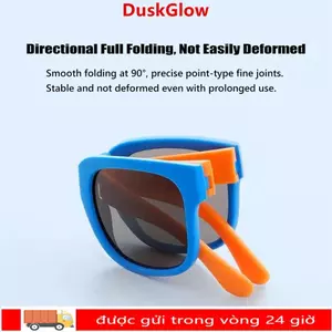 Kính râm có thể gập lại DUSKGLOW, Kính râm trẻ em khung vuông ngoài trời, UV 400 sắc thái cổ điển dành cho trẻ mới biết đi Bé trai và Bé gái