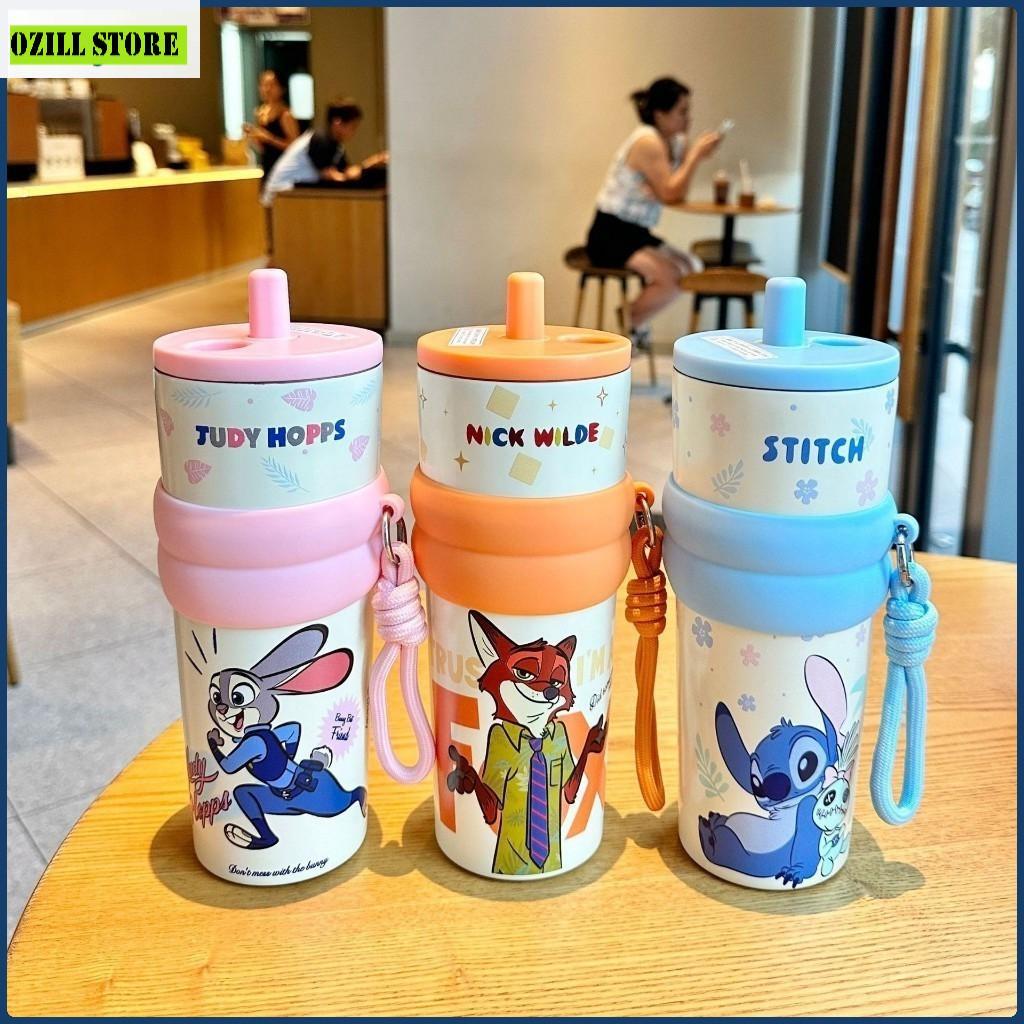 Ly Giữ Nhiệt 710ml Inox 316 – Có Ống Hút & Dây Treo –Hoạt Hình Thỏ, cáo, nai (Stitch, Judy, Nick)