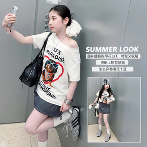 Bé Gái Retro Tình Yêu In Hình Mùa Hè 2026 Phong Cách Mới Trẻ Em Rời Thời Trang Top