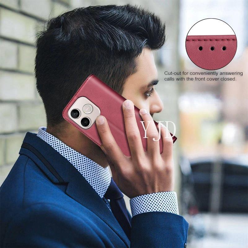 YJD Ốp Lưng Cho Honor 600 Lite Màu Trơn Họa Tiết Cao Bồi Da Khe Cắm Thẻ Vô Hình Khóa Từ Tính Chống Rơi Vỏ Điện Thoại