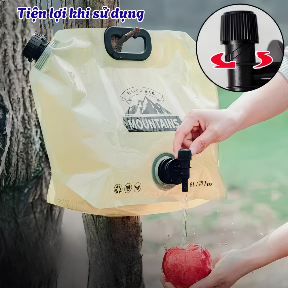 Túi Đựng Nước Du Lịch Gấp Gọn HomeMate 8L – Túi Trữ Nước Picnic Có Vòi Dày 3 Lớp Tiện Mang Dã Ngoại