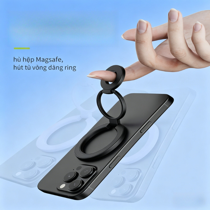 Giá đỡ điện Thoại Từ Tính Hai Mặt, Nhẫn Xoay 360°, Gấp đứng, Hợp Kim Chắc Chắn, Lực Hút Mạnh, đa Năng, Nhiều Màu Sắc