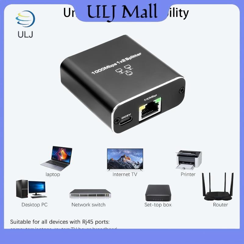 Bộ chia cáp mạng ULJ với một đến hai Bộ chia RJ45 truy cập Internet đồng thời với một đến hai cổng Ethernet chuyển đổi Gigabit.