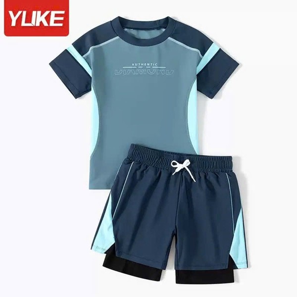 Bộ Bơi Bé Trai Cộc Tay YLIKE Phối Màu Siêu Chất - Vải Bơi Co Dãn Bốn Chiều, Bé Thoải Mái Vận Động