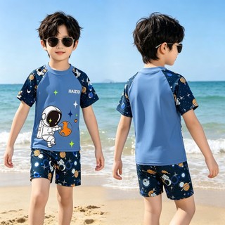 Đồ Bơi Bé Trai Mẫu Mới Set 2 Mảnh Họa Tiết Phi Hành Gia Hoạt Hình Polyester Nhanh Khô Phù Hợp Biển Hồ Bơi