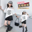 Bé Gái Graffiti Dây Áo Thun Mùa Hè Phong Cách Mới Trẻ Em Rời Khâu Top