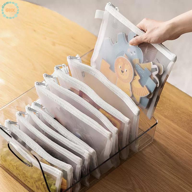 GHX 10 Chiếc Đồ Chơi Túi Bảo Quản Xếp Hình Sub-paage Túi Trẻ Em Hạt Nhỏ Dây Kéo Túi Lưới Dây Kéo Túi Tài Liệu Túi Trang Điểm VN