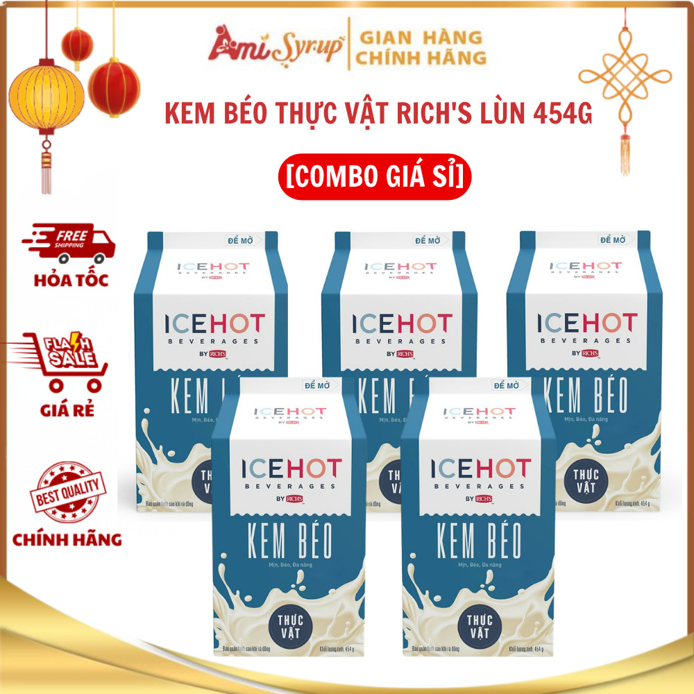 [Combo Giá Sỉ] Kem Béo Thực Vật Rich's Lùn (Ice Hot) 454g, Bí Quyết Cho Đồ Uống Thơm Béo Chuẩn Vị