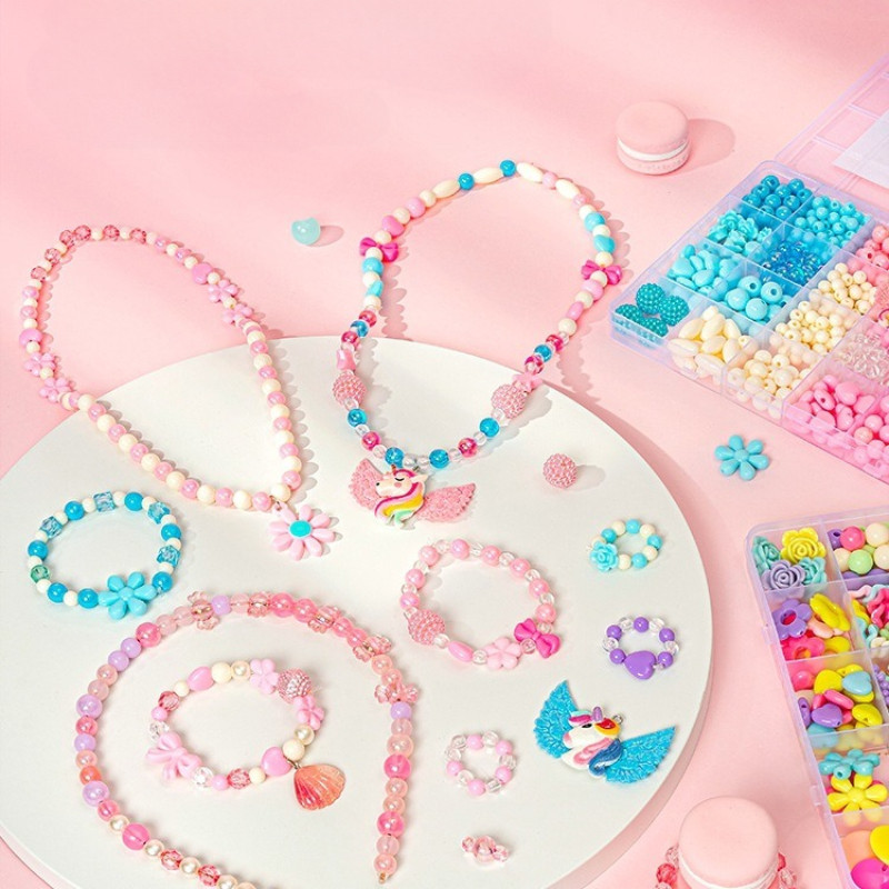 【SKISOPGO】Bộ Đồ Chơi Diy Xâu Vòng Tay,Set 24 Lưới Đồ chơi cho trẻ em gái Tự làm, DIY Tự Làm Vòng Tay,Sáng Tạo Cho Bé