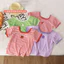 Phiên Bản Hàn Quốc Bé Gái Ice Silk Áo Thun Tay Ngắn Mùa Hè Cổ Vuông Phù Hợp Với Áo 80-130 Size G5BT