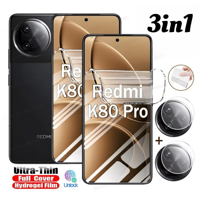 Phim bảo vệ 3in1 cho Redmi K90 K80 K70 Ultra Pro Max HD Phim mặt trước Hydrogel mềm + Phim mặt sau bằng sợi Carbon cho Redmi K60E K60 K50i K50 Pro Ultra Bảo vệ màn hình điện thoại chơi game