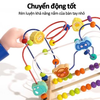 Đồ chơi viền hạt bằng gỗ Động vật Trái cây Montessori Giáo dục Ban bận rộn Tập đi Động cơ mịn