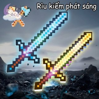 Phong Cách Minecraft Sáng Lên Đồ Chơi Sword Axe LED Nhấp Nháy Vai Trò Trẻ Em Chơi Bền Trận Chống Đỡ
