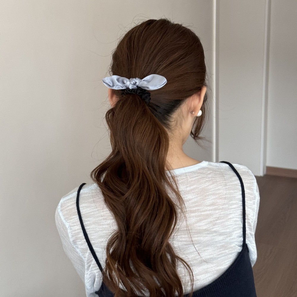Hululu Dây buộc tóc Satin Thỏ Nơ, Độ đàn hồi cao, Mô phỏng lụa xếp ly, Bóng đầu cao su