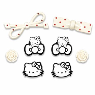 Set Charm Hello Kitty Đen Đỏ Sweet Love Gắn Dép Crocs – Nơ Bi Tim Sao Cute Phụ Kiện Trang Trí Dép Siêu Xinh