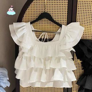 Áo bé gái kiểu Hàn dáng ôm bèo tầng nữ tính - áo mùa hè dễ phối đồ phong cách thanh lịch