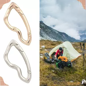 Khóa thể thao ngoài trời CHEESELY, Carabiner leo núi đa chức năng bằng kim loại, Ba lô móc cắm trại xoắn vàng / bạc chất lượng cao