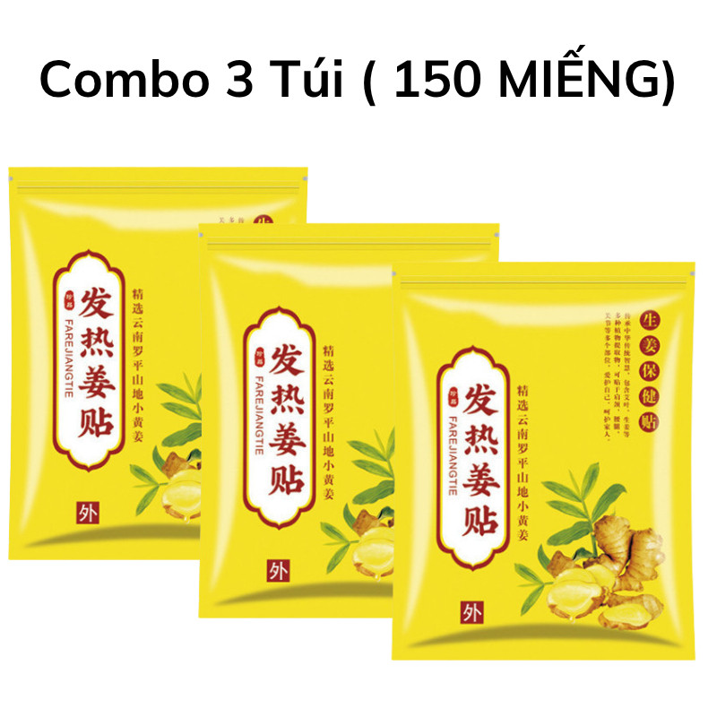 COMBO 3 Túi 150 miếng Cao dán gừng giảm đau mỏi xương khớp, tê bì tay chân