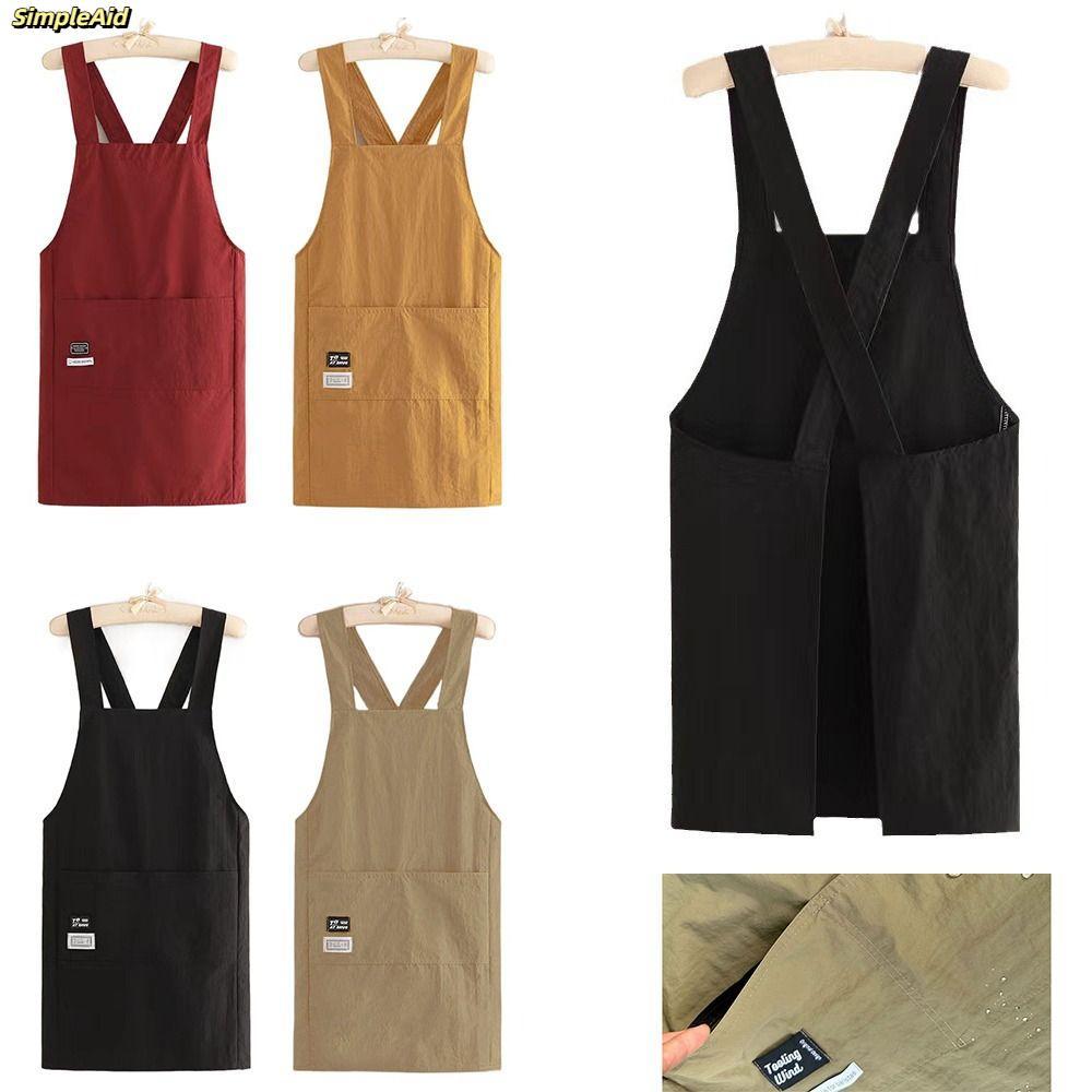 [Vận chuyển nhanh] Smock nhà bếp SIMPLEAID, Tạp dề chống thấm nước phong cách dây đeo chéo, Nail Art Cafe Workwear