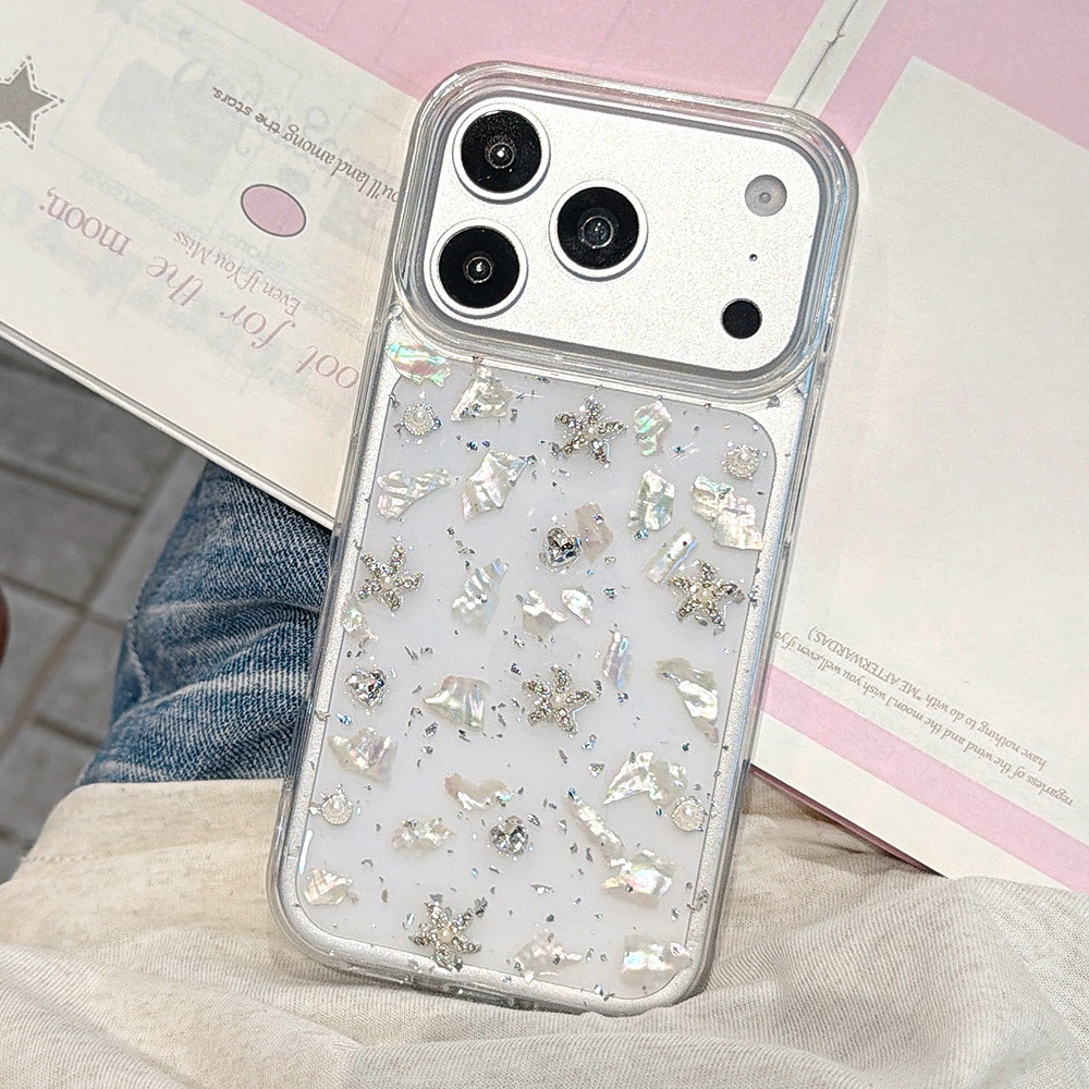 Ốp Điện Thoại Nhựa Vỏ Ngôi Sao Bạc 3D Cho iPhone 17 Pro Max 16 Plus 15 14 13 12 11 Vỏ Bảo Vệ Chống Sốc