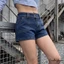 Quần short Denim màu trơn mùa hè dành cho nữ có túi
