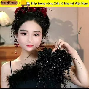 SNUGHOUSE Nắm Kẹp, Hoa Mẫu Đơn Nhựa Tóc Móng Vuốt, Thanh Lịch Sequin Tua Rua Phụ Kiện Tóc Cô Gái