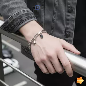 Đơn giản Staed Rắn Dây Xích Vòng Tay Liên Kết Vòng Tay Chữ Thập Quyến Rũ Mặt Dây Chuyền Trang Sức Có Thể Điều Chỉnh Mới