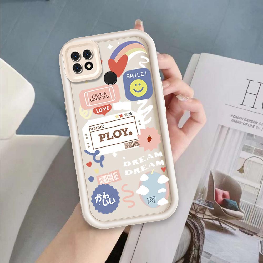 Ốp Lưng Cho OPPO A15 A15S A35 Hoạt Hình Silicon Phụ Kiện Vỏ Điện Thoại Mềm Nhãn TPU Nụ Cười Hoa Mắt Thiên Thần Ốp Lưng Chống Sốc