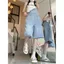 Quần yếm Denim đường phố phong cách Hồng Kông dành cho nữ mùa hè Giặt quần short thêu bướm trắng dáng rộng Quần treo thẳng