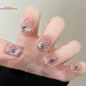 TRTR 12 Lưới / hộp Tăng Cường Móng Tay Bướm Kim Sa Lấp Lánh Ngôi Sao Siêu Mỏng Hình Nơ Lấp Lánh Chuyển Đổi Móng Tay Nghệ Thuật Trang Trí Phụ Kiện VN