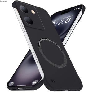 Mỏng từ tính sang trọng không viền cho VIVO Y27 Y27s Y36 4G 5G Vỏ điện thoại không khung toàn cầu Vỏ cứng chống trầy xước Vỏ giáp chống sốc