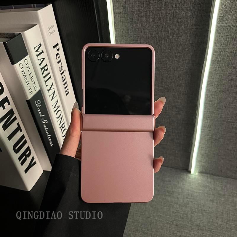 Thích hợp cho Samsung Galaxy ZFlip7 ZFlip6 Vỏ điện thoại tráng men nướng màu hồng đẹp bao gồm và gấp vỏ cứng tương thích với vỏ bảo vệ ZFlip 7 6 5 4 3 5G