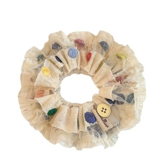 Kovoi / Phong Cách Hàn Quốc Nhiều Màu Sắc Chấm Bi Ren Vuông Khăn Scrunchy Buộc Tóc Nữ Cao Cấp Cảm Giác Buộc Tóc Quá Khổ Vuông Phụ Kiện Tóc Đầu