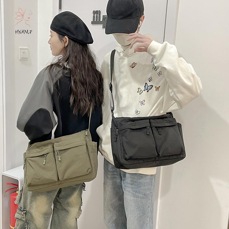 HNKMP Túi Messenger nhiều lỗ thông thường, túi đeo vai Nylon thời trang, túi xách lớn du lịch mua sắm, ví Tote