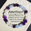 Vòng tay Aquamarine thạch anh tím tự nhiên Unisex - Hạt pha lê 8 mm kèm miếng đệm đính kim cương Đá mặt trăng trắng - Tăng cường sự tự tin Thu hút tình yêu Tối giản sang trọng