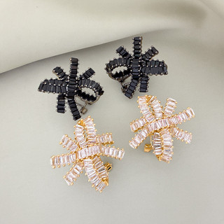 Phong Cách Pháp Zircon Nơ Bông Tai Thích Hợp Ánh Sáng Tinh Tế Sang Trọng Cao Cấp Khóa Tai Siêu Nhấp Nháy Công Nghiệp Nặng Bông Tai Quấn 26..OFNG