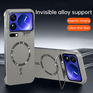 Ốp Lưng Từ Tính Không Khung Cho Xiaomi 17 Pro Max 15 14 Pro Vỏ Sạc Không Dây Có Chân Đế Ống Kính