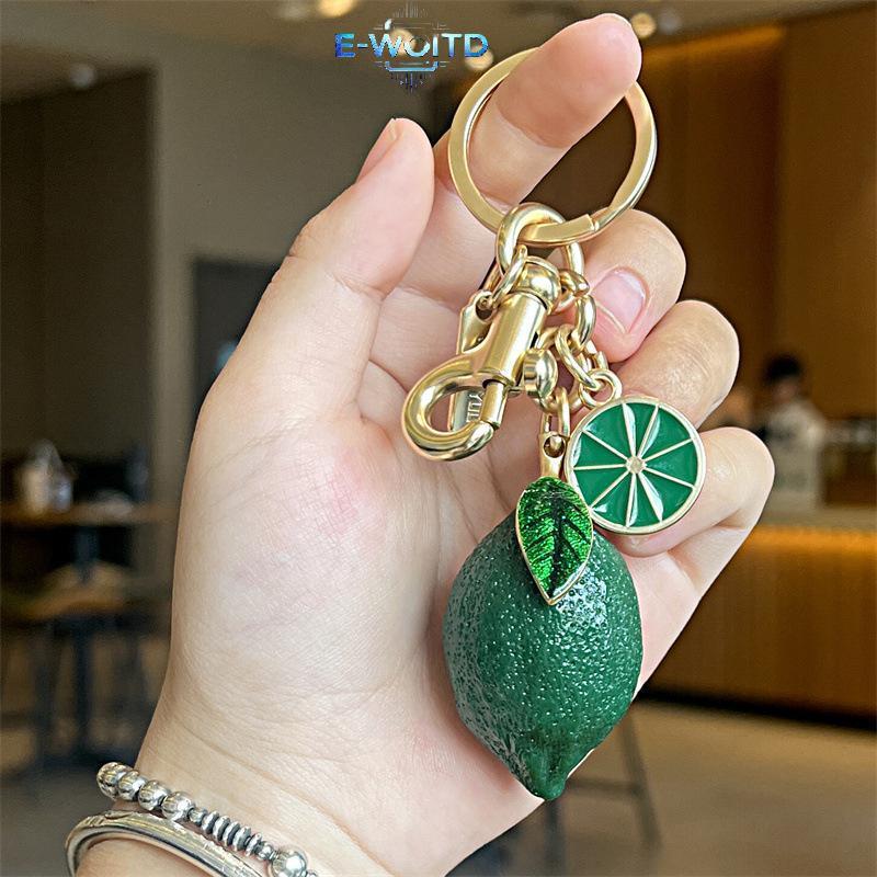 E-WOITD 2025 Mới Gilt Lemon Móc Khóa Túi Mặt Dây Chuyền Móc Khóa Thời Trang Cá Tính Túi Mặt Dây Chuyền Móc Khóa Phụ Kiện Túi Dây Xích E-WOITD