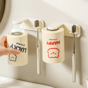 Cốc đựng bàn chải đánh răng treo tường không đục lỗ từ tính, cao cấp dày
