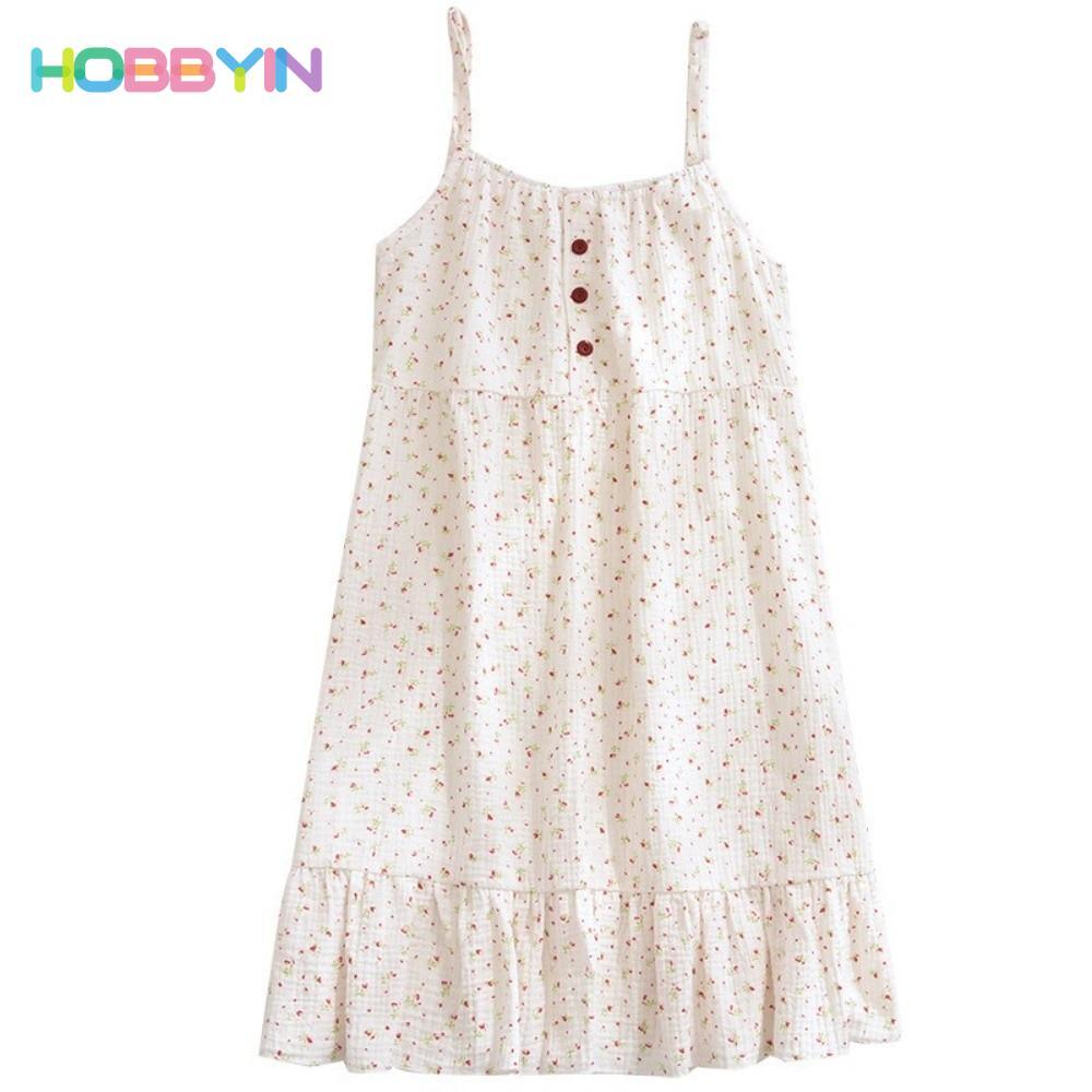 Váy ngủ nữ HOBBYIN, Váy ngủ in hoa thanh lịch mềm mại, Váy ngủ thông thường thoải mái Mặc ở nhà