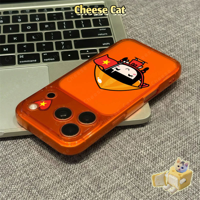 cô gái việt dễ thương Ốp Lưng Màu Cam Cho iPhone 17 Pro Max 13 12 11 15 16 Plus Xs XR Vỏ Bảo Vệ Ống Kính iPhone