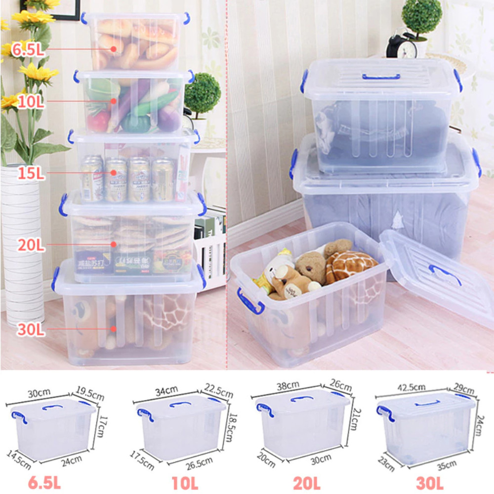 Thùng Nhựa Trong Suốt HomeMate 6.5L/10L/15L/20L – Hộp Nhựa Đựng Đồ Có Nắp Xếp Chồng Tiết Kiệm Diện Tích