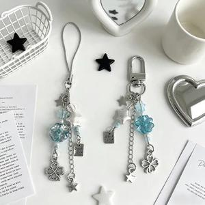 Charming Four-Leaf Clover Phone Charm Sweet Minimalist Bag Keychain Accessory Versatile Style Camera