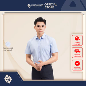 Áo sơ mi cộc tay nam cao cấp Phan Nguyễn, chất liệu sợi tre mềm mát, co giãn đàn hồi tốt, kháng tia UV SMC.437